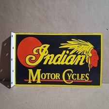 Indian Motor Cycles Porcelain Enamel Sign 18 x 10 Inches 2 Sided picture