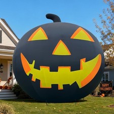 26FT Giant Inflatable Halloween Pumpkin Yard Decoration w/Blower LED Black picture