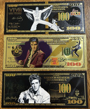 Elvis Commemorative 3 PC SET 24k Gold Foil Plated Novelty Bills Collectibles picture
