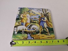 Vintage Rebeca And Jacob At The Well Thick Tile 7X7 Biblical Old Testament picture