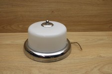 Vintage MOE Light MCM Flush Mount Ceiling Fixture Milk Glass Chrome 1950s picture