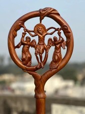 New Beautiful Handcraft Solid Wood Crozier Victorian Walking Sick Cane For Gift picture