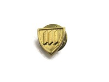 Vintage Manpower Logo Pin Gold Tone Shield 3 Bars Employee Service Award Lapel picture