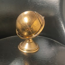 vintage mid century modern brass globe stand cigarette dispenser holder ashtray  picture