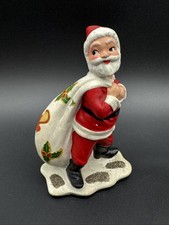 Vtg 1950s Chalkware Santa Claus Xmas Figurine Hand Painted Mica Glitter Japan picture