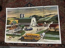 Vintage 1960 National Dairy Council Riverview Farm Teacher Aide 27x40 Poster picture