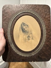 Antique Framed Madonna and Child Print Religion Christianity picture