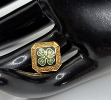 Vintage 4-H Club Pin 10K Gold Filled Green Clover Enamel Lapel Pin picture