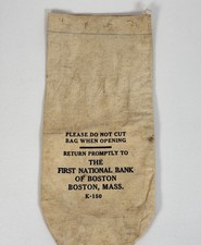 VTG First National Bank of Boston Canvas Deposit Bag K-150 Mid-Century Americana picture