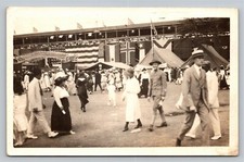 RPPC WWI Soldier Candid Photo Men Women Kids Antique VTG Unused Postcard picture