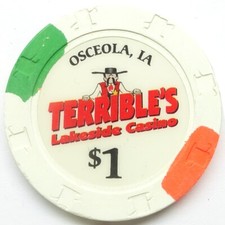 Casino Chip $1 TERRIBLE'S LAKESIDE CASINO Osceola IA USA picture