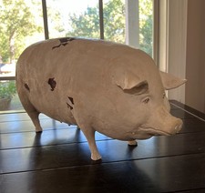 Vintage Primitive Folk Art Butcher's Shop Pig Display Statue (22