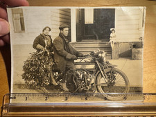 c1910 THOR Motorcycle MAN & WOMAN w MISTLETOE ? Antique Vintage Photo picture