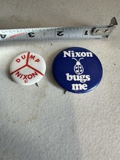 2 Anti Nixon Buttons Rare Dump Nixon & Nixon Bugs Me picture