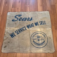 Vtg  Sears Retail Dept Store Cloth Banner 1950s “We Service What We Sell” RARE picture