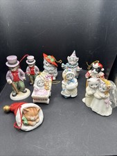 Schmid Kitty Cucumber Christmas Ornament Cat Figurine Lot Of 9 picture