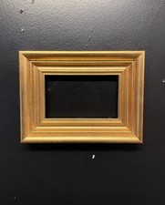Vintage Modernism Chunky Gold Gilt Beveled Small Wood Picture Frame 3.5x5.5 picture