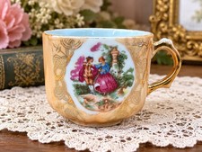 1950s Royal Japan Gold Demitasse Cup Rare Courting Couple Victorian Style picture