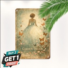 Classic Home Decor Butterfly Maiden Sign Vintage Art Lounge Metal Tin Plaque picture
