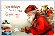 1907 Santa Claus Christmas Postcard Child Letter Toys Antique Holiday picture