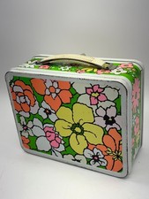 Vintage 1970s Ohio Art Floral Metal Lunchbox Flower Power Retro Decor picture