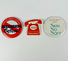 VTG Avon Rep Pinback Buttons Lot Of 3 Collectible Buttons picture