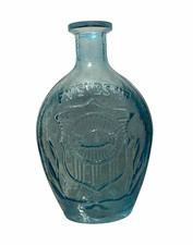 1958 Wheaton Glass Friendship Flask Aqua Blue Union Shield Sunburst 0125 Vintage picture