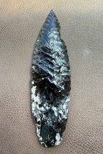 Authentic arrowhead Colombian Plateau Obsidian Cascade knife 5.2” Caliche Depo picture
