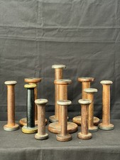 11 Vintage/Antique Woden Industrial Thread Spools - Assorted Sizes picture