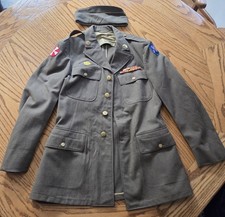 WWII US Army Men's OD Wool Jacket 8th Army Western Pacific Medical w/ Cap picture