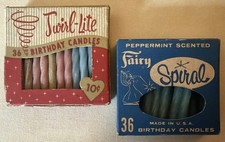 2 Vintage 1950s Birthday Candle Boxes Twirl-Lite Fairy Spiral Peppermint πππ picture