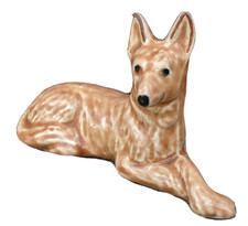 Greyhound Laying dog figurine Reddish Brown, no mark, 2 3/4