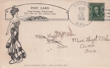 Los Angeles Venice CA Cover to Avoca Iowa Patriotic Gibson Girl Postcard 9A picture
