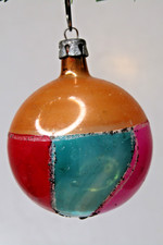 Vintage 50's Glass Glitter Harlequin BALL Christmas Ornament Fantasia Poland picture