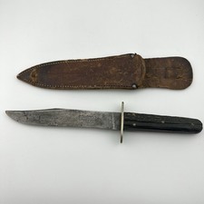 Vintage LF&C Landers Frary & Clark 6” Hunting Bowie Knife Rough Black Handle picture