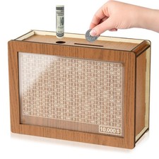 10000 Savings Challenge Box, Money Saver Box 10k Smash, Wooden Digital Save P... picture