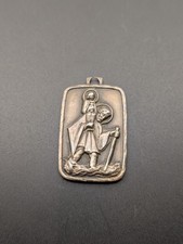 Vintage Sterling Silver St. Christopher Pendant Medal – 12.7g Religious picture