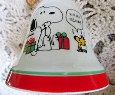 Vintage 1960’s Peanuts Snoopy & Woodstock Ceramic Bell Ornament picture
