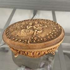 Vintage EDVISA Mexican Trinket Jewelry Box – Hecho en Mexico – Gold Tone  picture