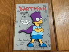 Bartman 1990 Topps The Simpsons Sticker #1 Avenger of Evil Bart Simpson Sticker picture