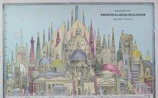 Vintage 1886 PRINCIPAL HIGH BUILDINGS OF THE OLD WORLD Diagram Antique Original  picture