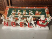 Vintage RELCO Japan NOEL Santa Sleigh Reindeer Christmas Candle Holder  picture