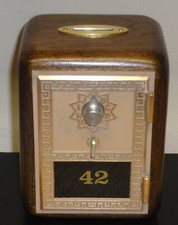 Antique U S Post Office Box Door Bank With Brass Slot-Walnut picture