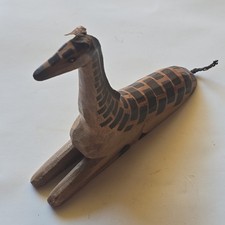 Vtg Hand Made Carved Wood Zebra Horse Hair Tribal Indonesia Statue Figurine picture