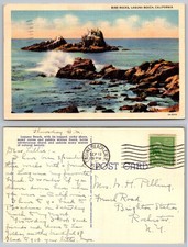 Bird Rocks Laguna Beach California Coastal Ocean Waves Curt Teich Postcard picture