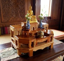 Small Wooden Altar Table for Meditation, Handmade Thai  Free Decor Accessories picture