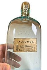 Antique 1880s S.A.D. Sheppard & Co Boston Pharmacy Alcohol Bottle w/ Label picture