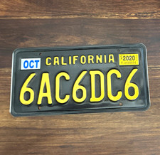 California License Plate 6AC6DC6 Black/Yellow 2020 Collectible picture
