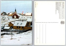 Vintage Greenland Postcard Winter Village Church Kalaallit Nunaat 1986 Photo picture