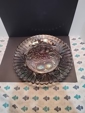 Vintage Federal Glass Pioneer Smoke Iridescent Intaglio Fruit Glass Plate 11